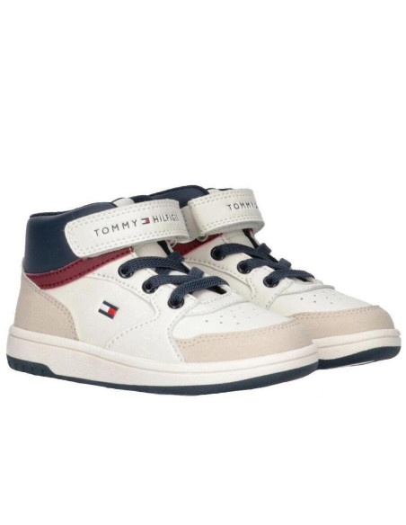 ბავშვის სპორტული ფეხსაცმელი Tommy Hilfiger - HIGH TOP LACE-UP/VELCRO SNEAKER BEIGE/OFF WHITE/BLUE