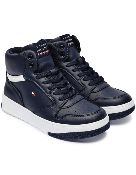 ბავშვის სპორტული ფეხსაცმელი Tommy Hilfiger - MID CUTLACE-UP SNEAKER BLUE