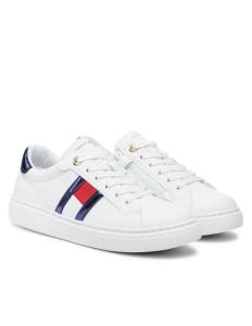 ბავშვის სპორტული ფეხსაცმელი Tommy Hilfiger - FLAG LOW CUT LACE-UP SNEAKER WHITE/BLUE