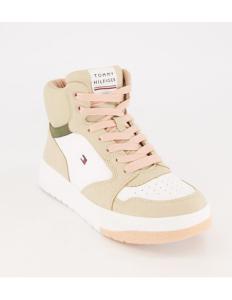 ბავშვის სპორტული ფეხსაცმელი Tommy Hilfiger - HIGH TOP LACE-UP SNEAKER BEIGE/WHITE