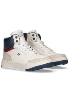 ბავშვის სპორტული ფეხსაცმელი Tommy Hilfiger - MID CUT LACE-UP SNEAKER BEIGE/OFF WHITE/BLUE