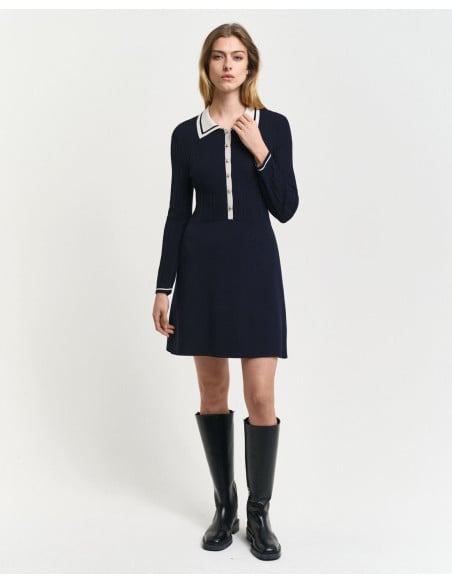 კაბა GANT - CONTRAST RIBBED KNITTED DRESS