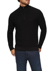 კაცის სვიტერი s.OLIVER - Textured knitted jumper with a zip neck