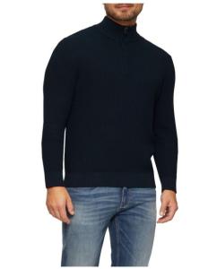 კაცის სვიტერი s.OLIVER - Textured knitted jumper with a zip neck