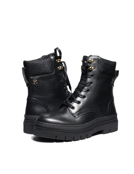 ქალის ბათინკი Tommy Hilfiger - CLEATED LACE-UP LTHR MIX MONO TL