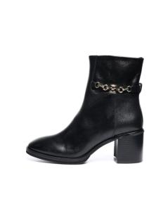 ქალის ბათინკი Tommy Hilfiger - TH CHAIN LEATHER MID HEEL BOOTIE