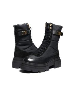 ქალის ბათინკი Tommy Jeans - BIKER LEATHER MIX LACE-UP