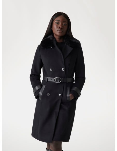 ქურთუკი GUESS - AMELIA DOUBLE BREAST BELT COAT