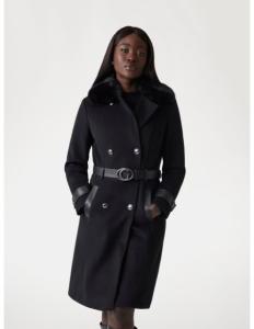ქურთუკი GUESS - AMELIA DOUBLE BREAST BELT COAT