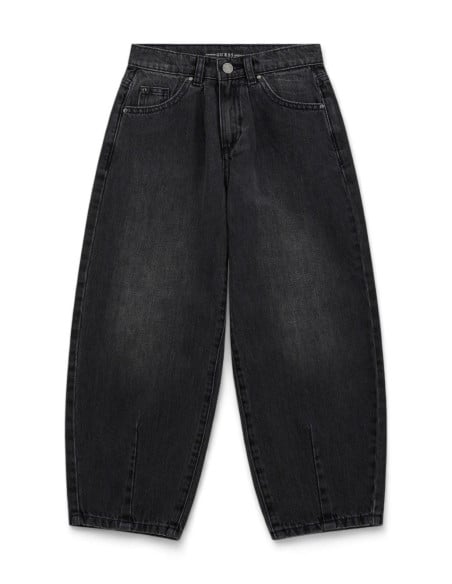 ბავშვის ჯინსი GUESS - BLACK DENIM MOM FIT WITH PINCE