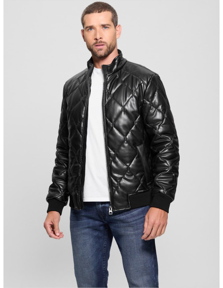 კაცის ქურთუკი Guess - QUILTED PU LEATHER JACKET