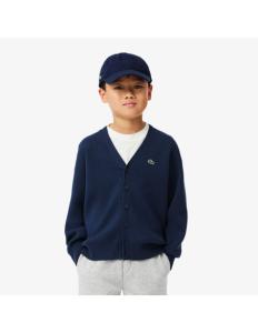 ბავშვის ჯემპრი/ჟაკეტი *Lacoste - Cotton and Wool Blend V Neck Cardigan