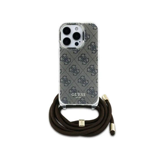 Guess 4G Hard Case With CrossBody Cord For iPhone 16 Pro GUOHCP16LHC4SEW Brown