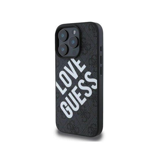 Guess PU 4G Hard Case With Big Love Guess Logo For iPhone 16 Pro Max GUHCP16XP4PLGWK Black