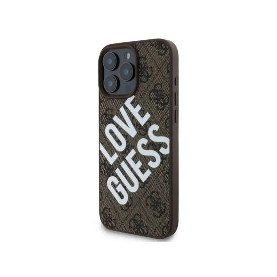 Guess PU 4G Hard Case With Big Love Guess Logo For iPhone 16 Pro Max GUHCP16XP4PLGWW Brown