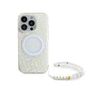 Guess Magsafe IML Case Pearl StrapElectroplated Flower iPhone 16 Pro GUHMP16LHCPOFPH Transparent