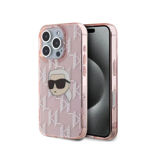 Karl Lagerfeld IML Hard Case Karl Head  Monogram iPhone 16 Pro Max KLHCP16XHKLPKHP Pink