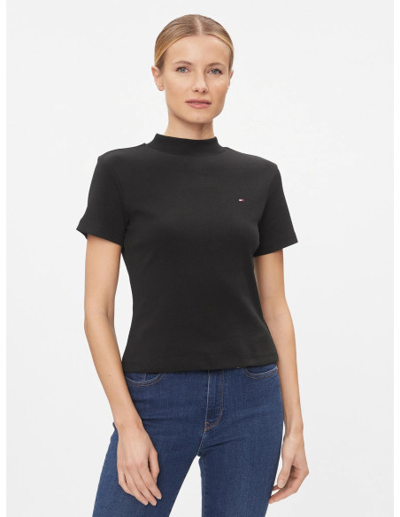 მაისურები Tommy Hilfiger - SLIM CODY CROP MOCK-NK