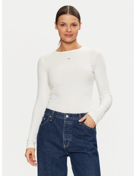 მაისურები Tommy Jeans - TJW SLIM ESSENTIAL RIB LS