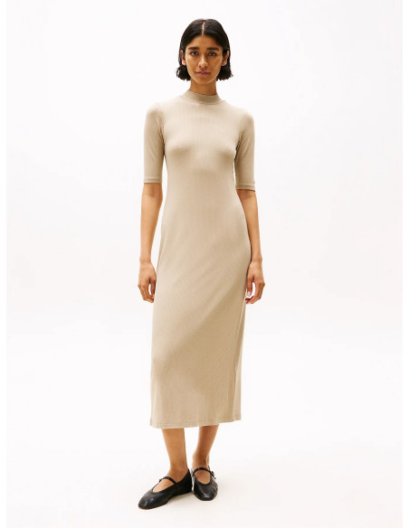 კაბა Tommy Hilfiger - SLIM 5X2 RIB MIDI DRESS 1/2