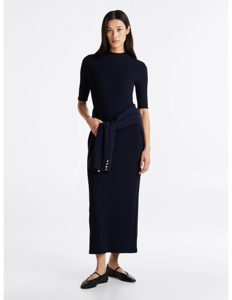 კაბა Tommy Hilfiger - SLIM 5X2 RIB MIDI DRESS 1/2