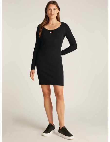 კაბა Tommy Jeans - TJW BADGE RIB BODYCON DRESS EXT
