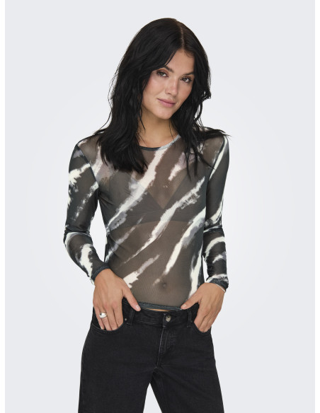 მაისურები ONLY - ONLPARIS L/S O-NECK ბადე TOP JRS