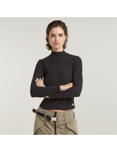 მაისურები G-Star Raw - Asymmetric zip cropped slim mock l\s wmn