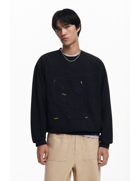 კაცის სვიტერი DESIGUAL - CONTRAST EMBROIDERED SWEATSHIRT