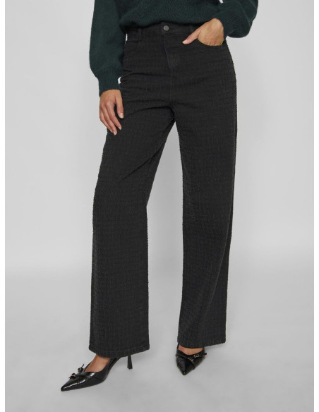 ქალის ჯინსი VILA - VIANY HW WIDE DETAIL JEANS BLACK ZOA