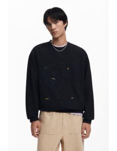 კაცის სვიტერი DESIGUAL - CONTRAST EMBROIDERED SWEATSHIRT