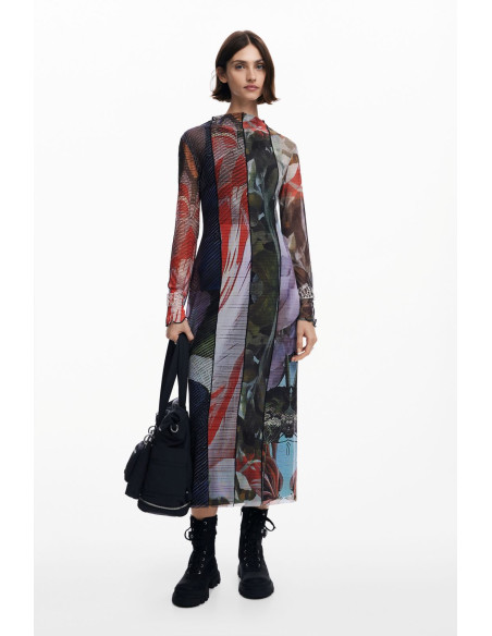 კაბა DESIGUAL - PRINTED TULLE MIDI DRESS