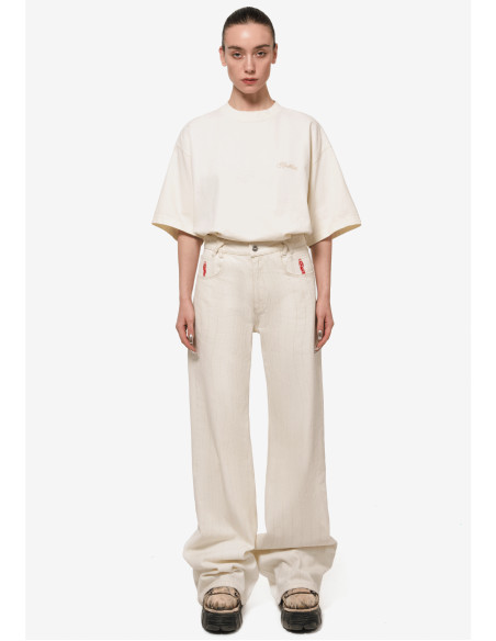 მაისურები Reckless - R EMBROIDERED TEE CREAM