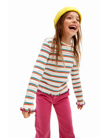 მაისური Desigual - RAINBOW STRIPED T-SHIRT