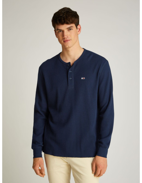 მაისური Tommy Jeans - TJM REG WAFFLE HENLEY LS TEE