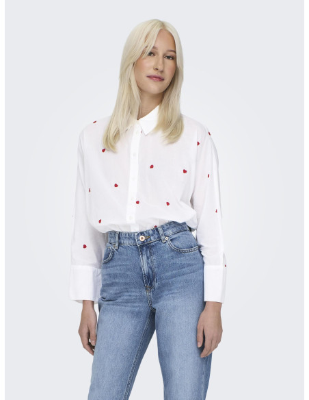 პერანგი ONLY - ONLNEW LINA GRACE LS EMB SHIRT NOOS WVN