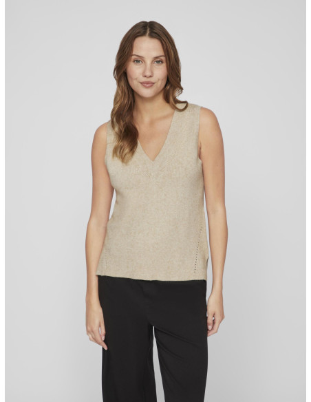 პიჯაკი VILA - VIRIL KNIT RIB V-NECK S/L VEST - NOOS