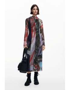 კაბა DESIGUAL - PRINTED TULLE MIDI DRESS