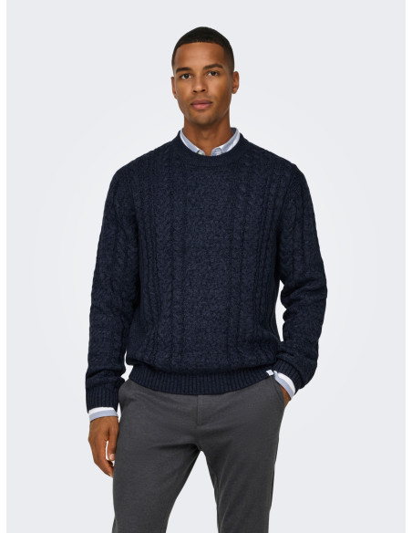 კაცის სვიტერი ONLY & SONS - ONSFLETCHER LIFE REG 5 CABEL CREW KNIT