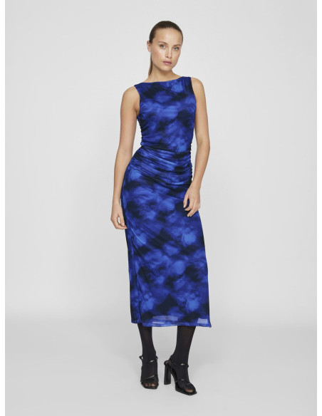 კაბა VILA - VIMALOU BOATNECK S/L MESH ANKLE DRESS/DC