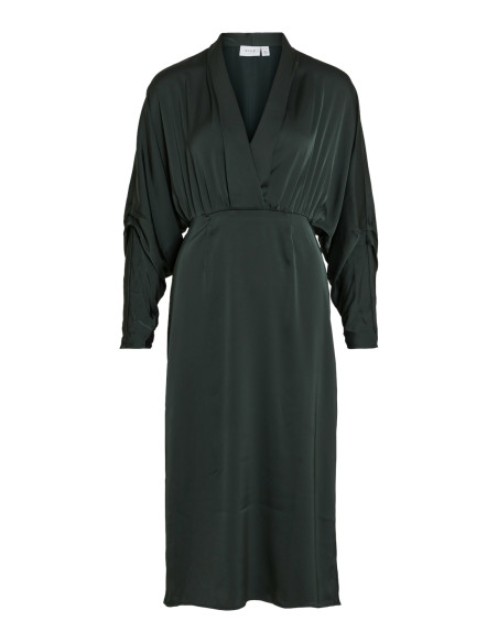 კაბა VILA - VIMAROSA L/S V-NECK MIDI DRESS/BM/DC