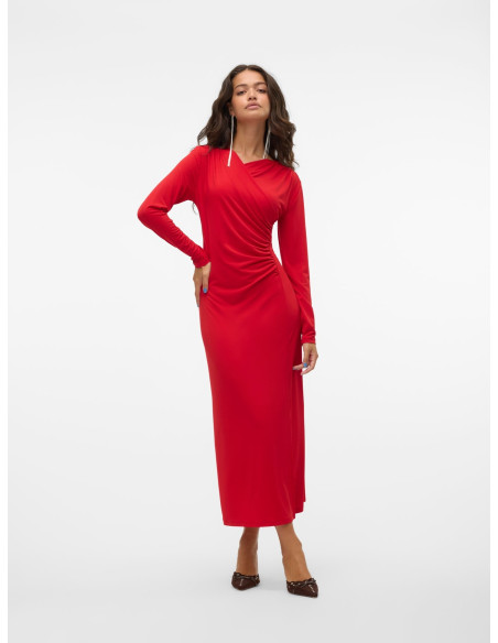 კაბა Vero Moda - VMRASMINE LS V-NECK 7/8 DRESS JRS GA