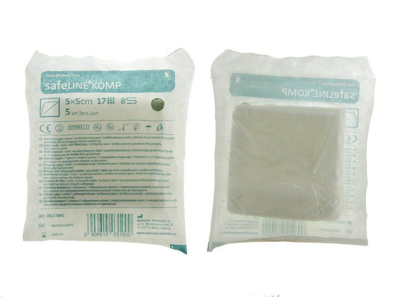 ხელსახოცი სტერილური 5სმ*5სმ 5 ცალი 8 ფენა