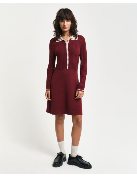 კაბა Gant - CONTRAST RIBBED KNITTED DRESS