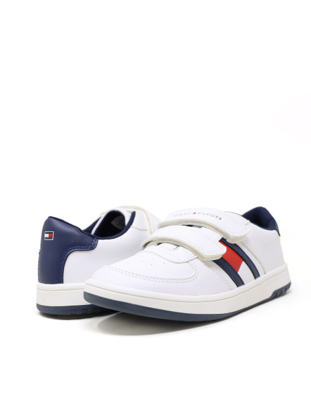 ბავშვის სპორტული ფეხსაცმელი Tommy Hilfiger - SNEAKER BASSA VELCRO BIANCO/BLU