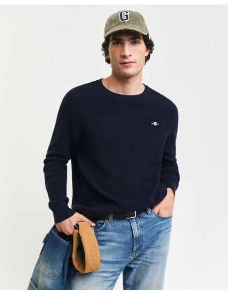 კაცის სვიტერი Gant - COTTON WOOL RIB C-NECK