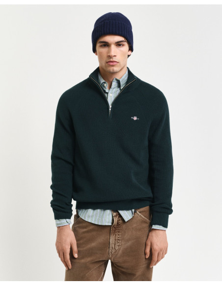 კაცის სვიტერი Gant - COTTON WOOL RIB HALF ZIP