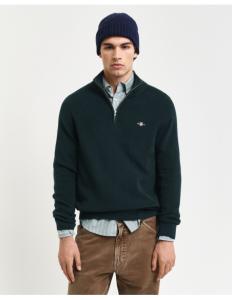 კაცის სვიტერი Gant - COTTON WOOL RIB HALF ZIP