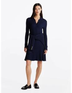 კაბა Tommy Hilfiger - RAYON CABLE F&F LS MIDI DRESS