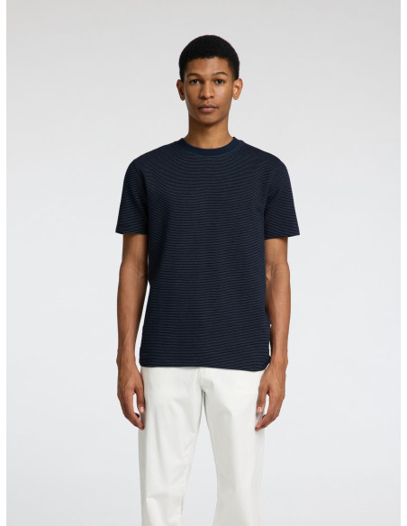 მაისური SELECTED HOMME - SLHWYATT STRUCTURE STRIPE SS O-NECK TEE